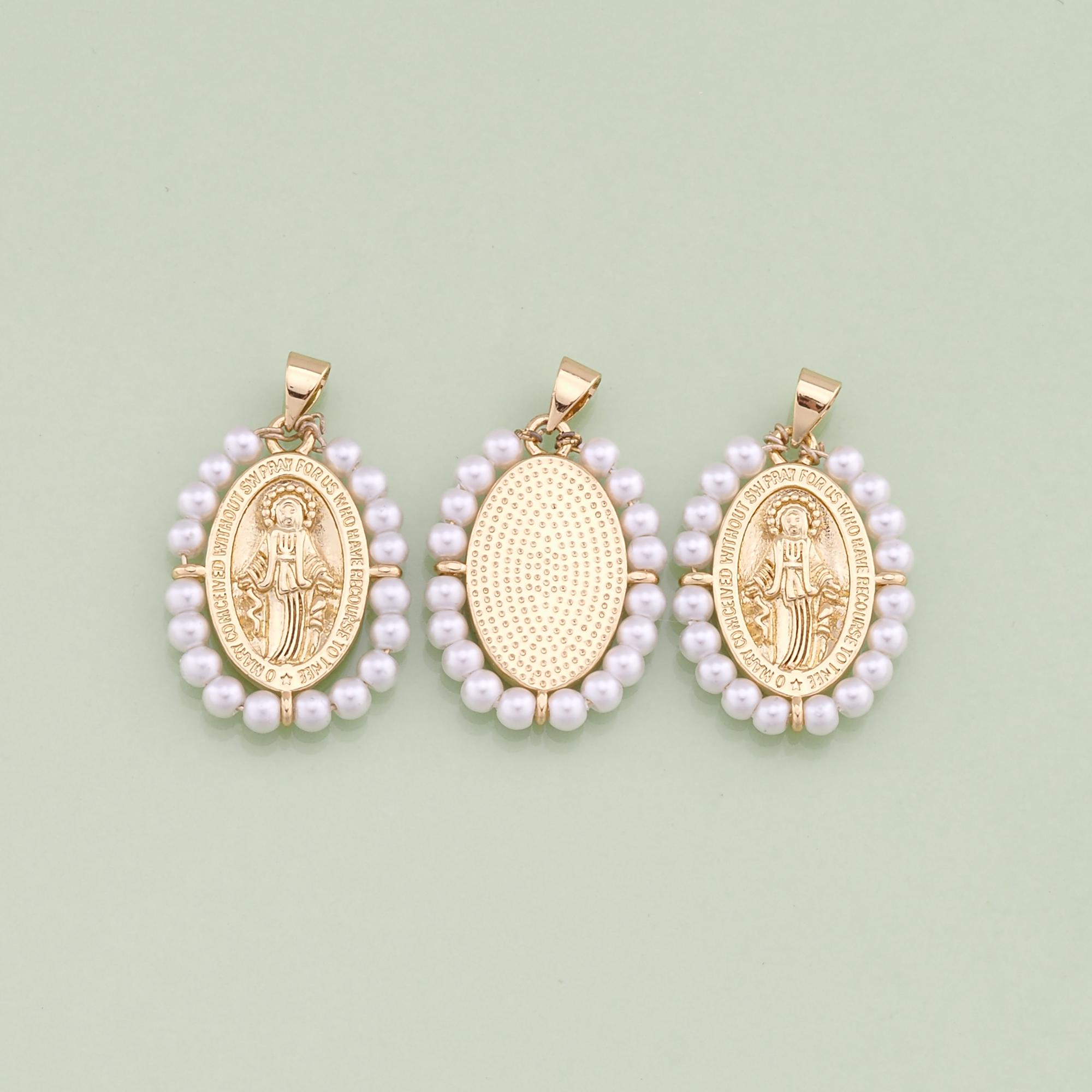 1pcs 18K Gold Filled Oval Virgin Mary Pendant Our Lady Charm for DIY ...
