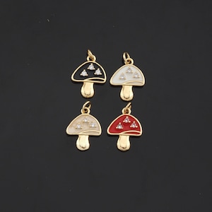 1pcs 18K Gold Filled Mushroom Pendant Mushroom Charm for DIY Jewelry Finding Necklace Bracelet AD-815