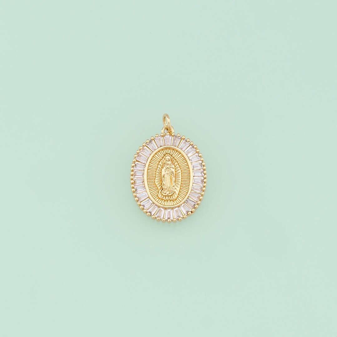 1pcs 18K Gold Filled Oval Virgin Mary Pendant Religion Charm for DIY ...