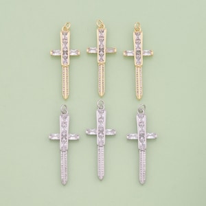 1pcs 18K Gold Filled Sword Pendant Sword Charm for DIY Jewelry Finding Necklace Bracelet AD03178