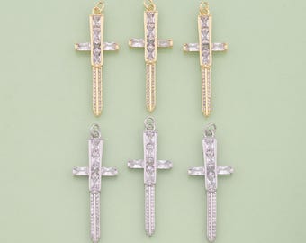 1 st 18K guldfyllt svärdhänge svärdberlock för gör-det-själv smyckesökande halsband armband AD03178