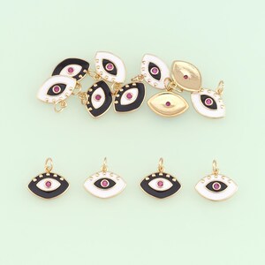 1 stücke 18K Gold Füllte Emaille Auge Anhänger Auge Charme für DIY Schmuck finden Halskette Armband NY-626