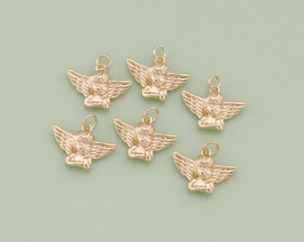 1 stks 18K Gold Filled Engelenhanger Vleugels Charm voor DIY Sieraden Vinden Ketting Armband XT45