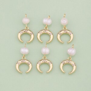 1pcs 18K Gold Filled Pearl  Moon Pendant Celestial Charm for DIY Jewelry Finding Necklace Bracelet AD2676