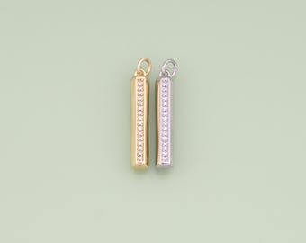 1pcs 18K Gold Filled CZ Bar Pendant Minimalist Charm for DIY Jewelry Finding Necklace Bracelet