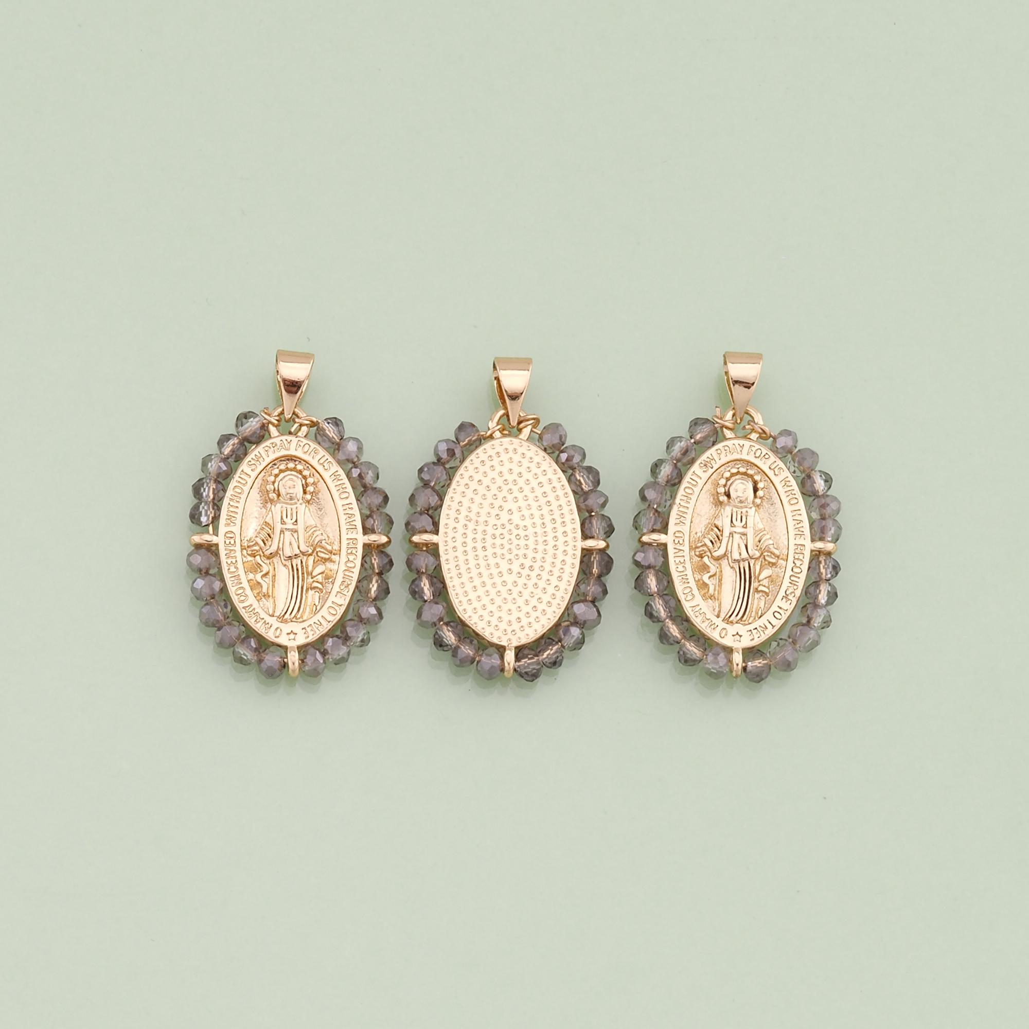 1pcs 18K Gold Filled Oval Virgin Mary Pendant Our Lady Charm for DIY ...