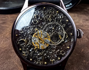 Vintage Raketa 2609 USSR Watch, Handmade Space Dial Watch, Soviet Mechanical Watch, Moon Surface Art Watch, Unique Gift