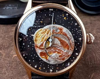 Raketa Soviet Space Watch Hand Painted Dial Vintage USSR 2609 Movement