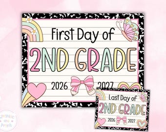 First Day of School Sign Second Grade Printable Back To School Sign, First Day of School Photo Prop First Day of 2nd Grade Sign Second Grade