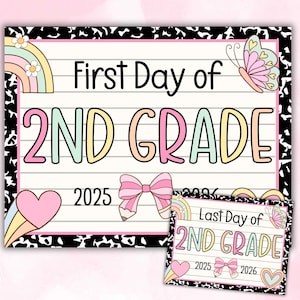 First Day of School Sign Second Grade Printable Back To School Sign, First Day of School Photo Prop First Day of 2nd Grade Sign Second Grade