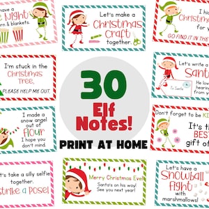 Notas de elfo imprimibles a partir de tarjetas de notas de elfo Mensaje de carta de elfo, descarga digital en PDF, paquete navideño de elfo, actividad de ideas de elfo, notas diarias de elfo