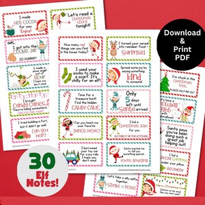 Notas de elfo imprimibles a partir de tarjetas de notas de elfo Mensaje de carta de elfo, descarga digital en PDF, paquete navideño de elfo, actividad de ideas de elfo, notas diarias de elfo