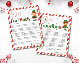 Elf Letter Set, Elf Arrival Letter, Elf Goodbye Letter, Elf Welcome Letter Note to Kids, I'm Back Letter, Digital Download PDF Bundle