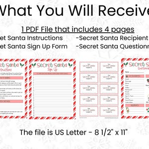 Secret Santa Printable, Secret Santa Questionnaire for Coworkers ...