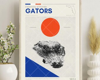 Florida Gators halverwege de eeuw moderne college sportposter, kunst uit Florida