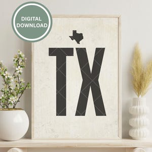 Texas Poster, Vintage Style Woodcut Wall Art, TX Print, State Minimalist Wall Art, Mid-Century Modern, Decor, Western, Digital Download,