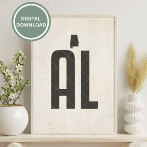 Affiche de l'Alabama, art mural de gravure sur bois de style vintage, impression AL, art mural minimaliste, moderne Mid-Century, décoration, Western, téléchargement numérique