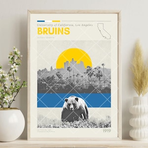 University of California, Los Angeles, UCLA Bruins, UCLA, Bruins, Sports Poster, Mid Century Modern, Minimalistic Art, College Poster