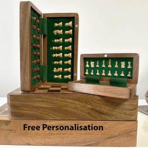 Personalised chess set travel chess set wooden chess board magnetic chess set with storage wooden chess set mini chess set