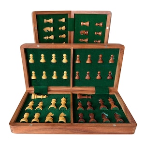 14 inch (35x35 cm) Handmade Magnetic Wooden Chess Set With Storage - Personalised Chess Set - Personalised Chess Board - Travel Chess Set