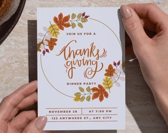 Thanksgiving Invite, Thanksgiving Invitation, Thanksgiving Dinner Invite, Thanksgiving Dinner Party Invite, Friendsgiving Dinner Invitation