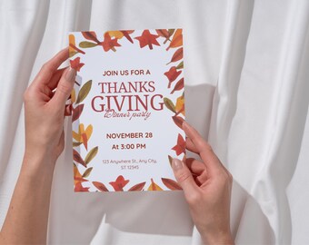 Thanksgiving Invite, Thanksgiving Invitation, Thanksgiving Dinner Invite, Thanksgiving Dinner Party Invite, Friendsgiving Dinner Invitation