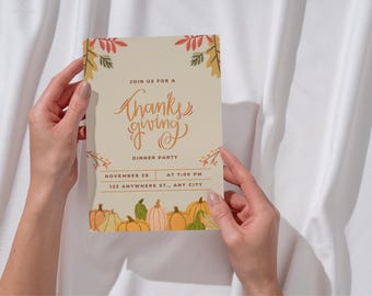 Thanksgiving Invite, Thanksgiving Invitation, Thanksgiving Dinner Invite, Thanksgiving Dinner Party Invite, Friendsgiving Dinner Invitation