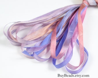 4 yards Silk Ribbon 4mm, Hand-dyed, Desert Dawn, SR4-065-037