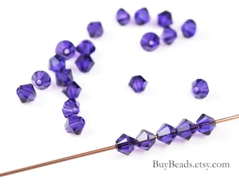 4mm 60 beads Coated Purple Bicone beads #3367 