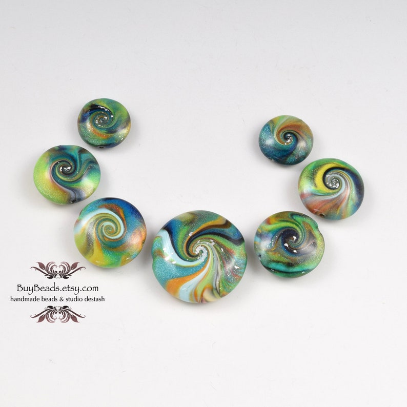 Olive Green Teal Blue Lentil Bead Kit #10 Silver Polymer Clay