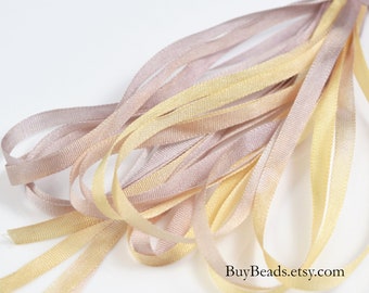 4 yards Silk Ribbon 4mm, Hand-dyed, Honey Mauve, SR4-052