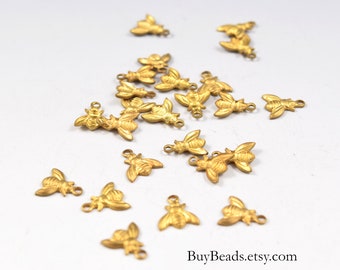 24 pieces Brass Bee Charms 8x7mm