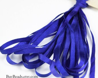 4 yards Silk Ribbon 4mm, Hand-dyed, Blue Violet, SR4-036-057