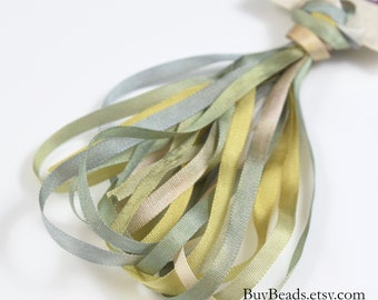 4 yards Silk Ribbon 4mm, Hand-dyed, Cactus 'n Sands, SR4-037