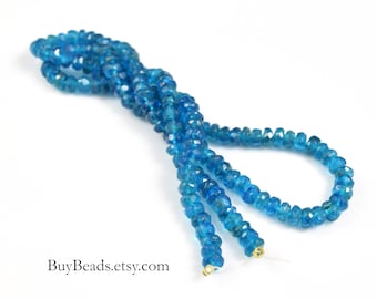13" strand Neon Blue Aptite Faceted Rondelles 4x2mm