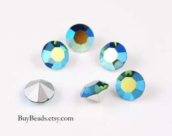 6 pcs Swarovski Crystal Chatons, 29SS 6mm, Tourmaline AB, Un-drilled