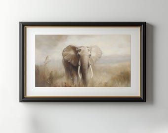 Vintage Elephant Print: African Savannah Wildlife Art (Digital Download)