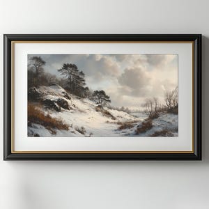 Winter Landscape, Winter Print, Vintage Style Winter Art, Winter Decor, Snowy Landscape
