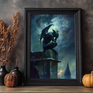 Gargoyle, Moody Art, Halloween, Gothic Digital Print