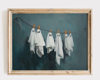 Impresión vintage de fantasmas de Halloween: arte divertido y espeluznante (descarga digital)