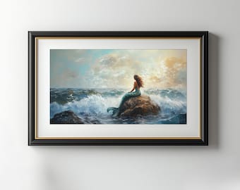 Mermaid Painting, Mermaid Print, Mythical Sea Creature, Fantasy Decor