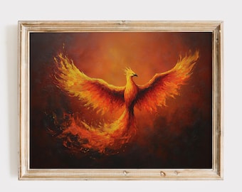 Vintage Phoenix Print: Mythology Art, Whimsical Fantasy Decor (Digital Download)
