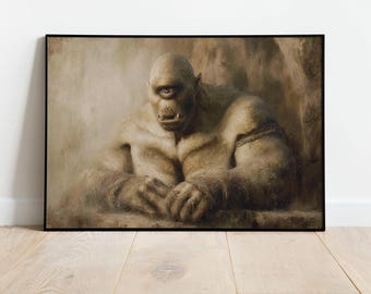 Portrait of a Cyclops from Greek Mythology, Fantasy Print, Gothic Decor, Moody Print
