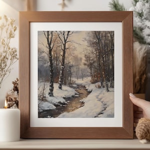 Winter Print, Winter Landscape, Vintage Style Winter Art, Winter Poster, Snowy Print
