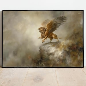 Griffin Art, Fantasy Print, Mythical Beast, Fantasy Decor, Whimsical Art