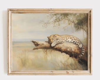 Vintage Leopard Print: Sleeping in Tree, African Wildlife (Digital Download)