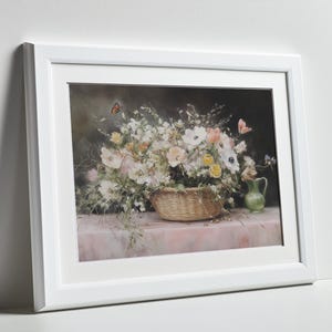Vintage bloemenstillevenkunstdruk: humeurig boeket (digitale download)