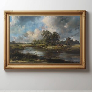 Landscape Print, Landscape Painting, Vintage Style Painting, Rustic Decor