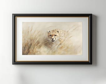 Vintage Cheetah Portrait Print: African Wildlife Art (Digital Download)