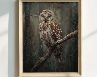 Lámina de búho estilo vintage: Arte de vida silvestre, decoración natural (descarga digital)
